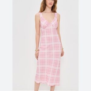 NWT REFORMATION Beaudren Dress, Rosa Plaid, size M